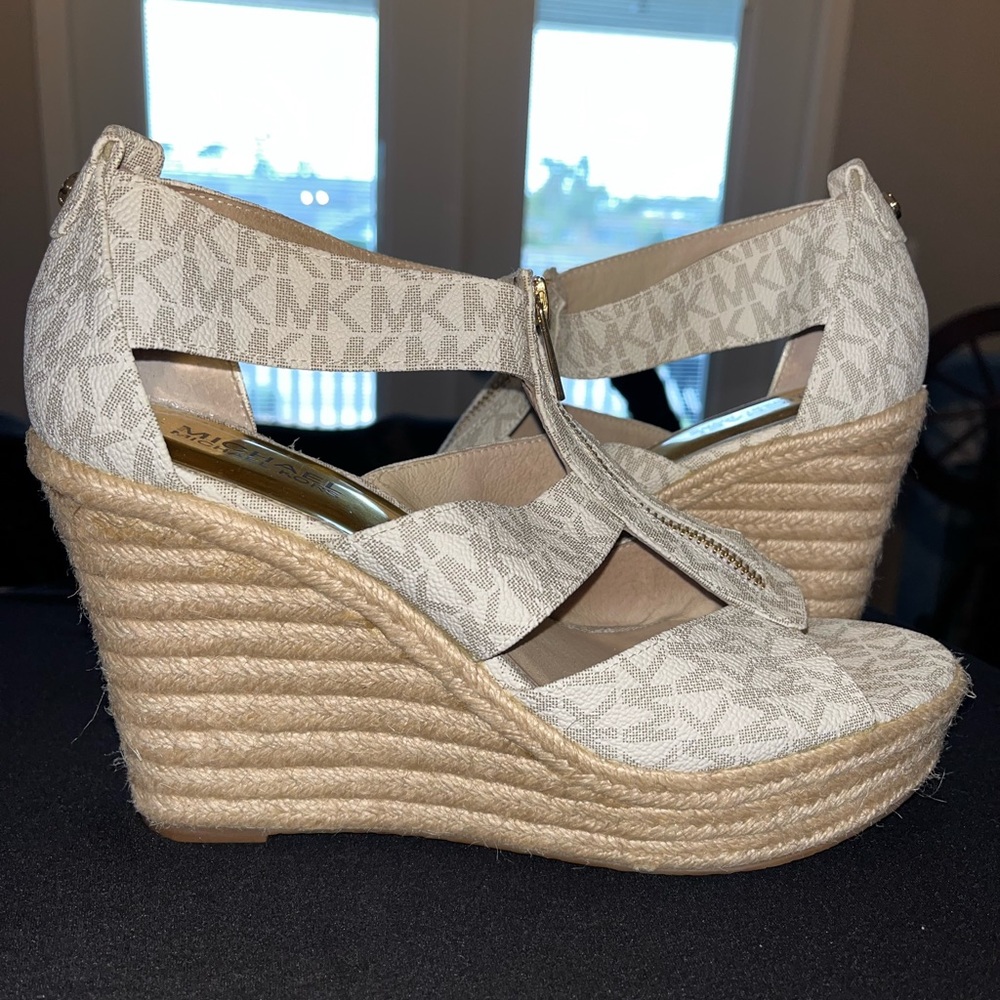 Michael Kors Damita White Logo MK Wedges